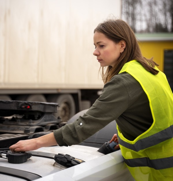 Un camión repostando gasolina
