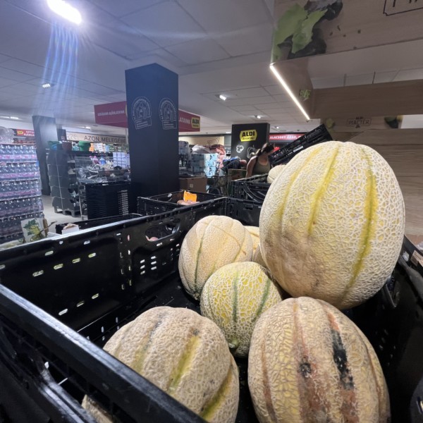 Melón Cantaloup producido en Hungría en los lineales de Aldi.